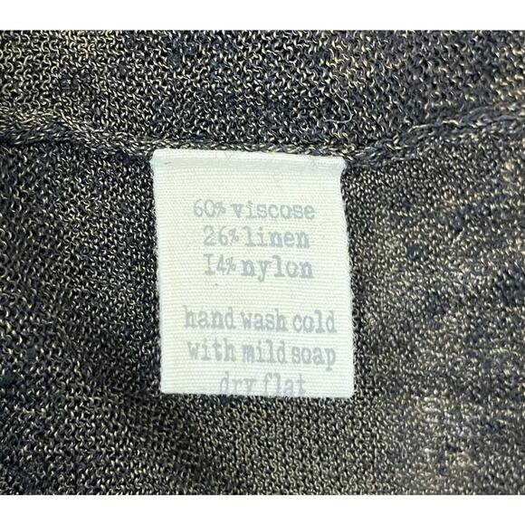 Mol Knits Linen Blend Brown Sweater Button Front Cowl Neck Sheer Size Medium - Picture 7 of 7